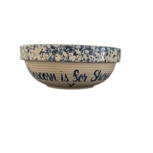 Marshall Pottery Bowl Ceramic Stoneware Popcorn Is For Sharing Large VTG Texas